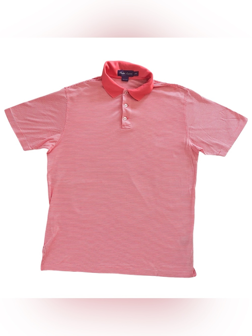 Ralph Lauren Purple Label Made In Italy Pink White Striped Polo Shirt S Luxury